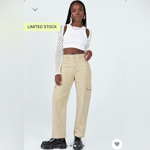 Princess Polly Size 2- ADELAIDE CARGO JEANS STONE - Picture 3 of 3